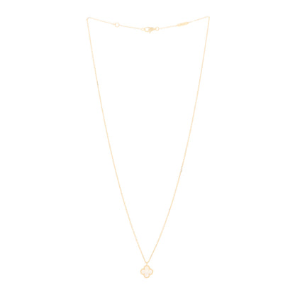 Van Cleef & Arpels 18K Yellow Gold Mother of Pearl Sweet Alhambra Pendant Necklace 2 of 5