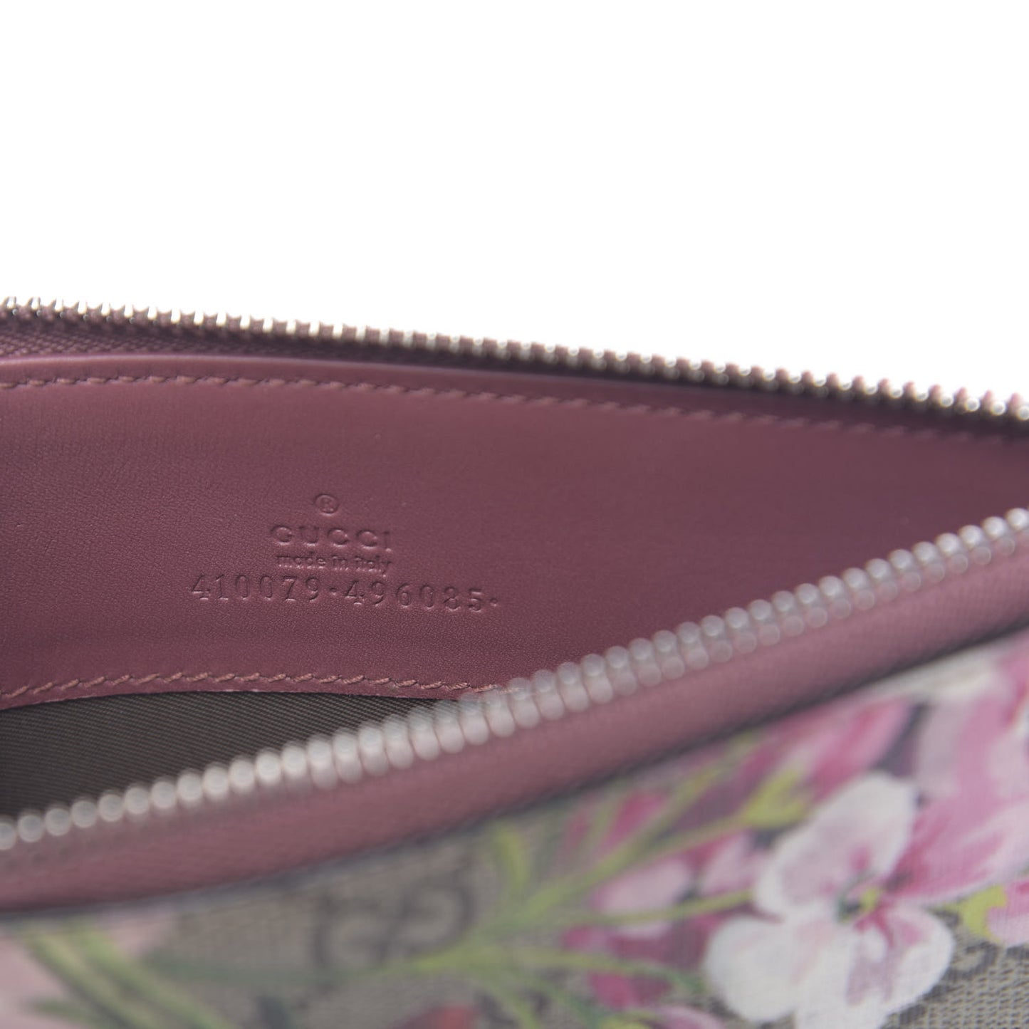 GG Supreme Monogram Blooms Small Zip Pouch Beige Multicolor Dry Rose