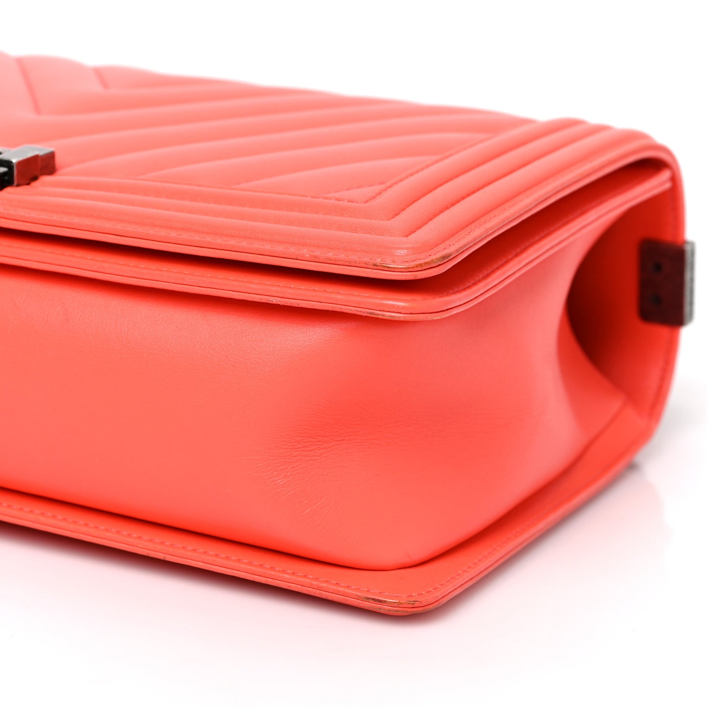Calfskin Chevron Quilted New Medium Boy Flap Coral