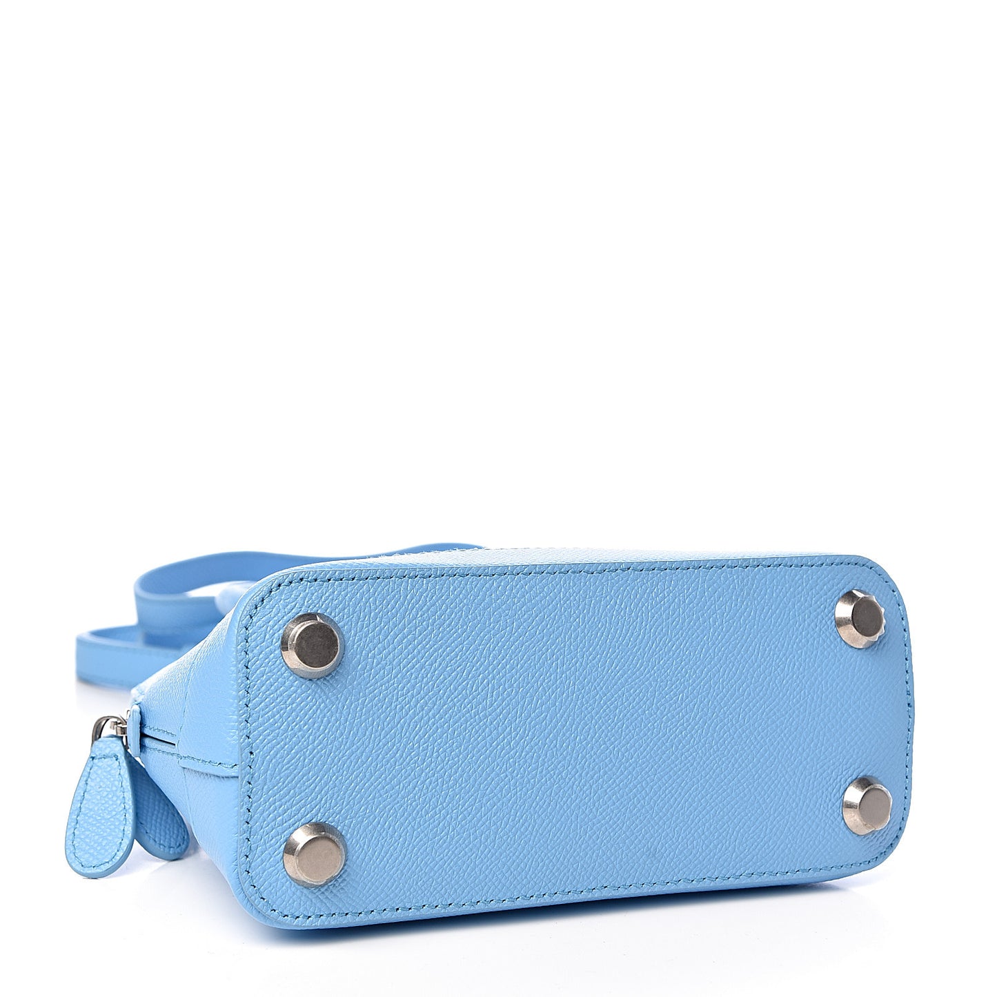 Signature Grained Calfskin Logo XXS Ville Top Handle Bag Baby Blue Black