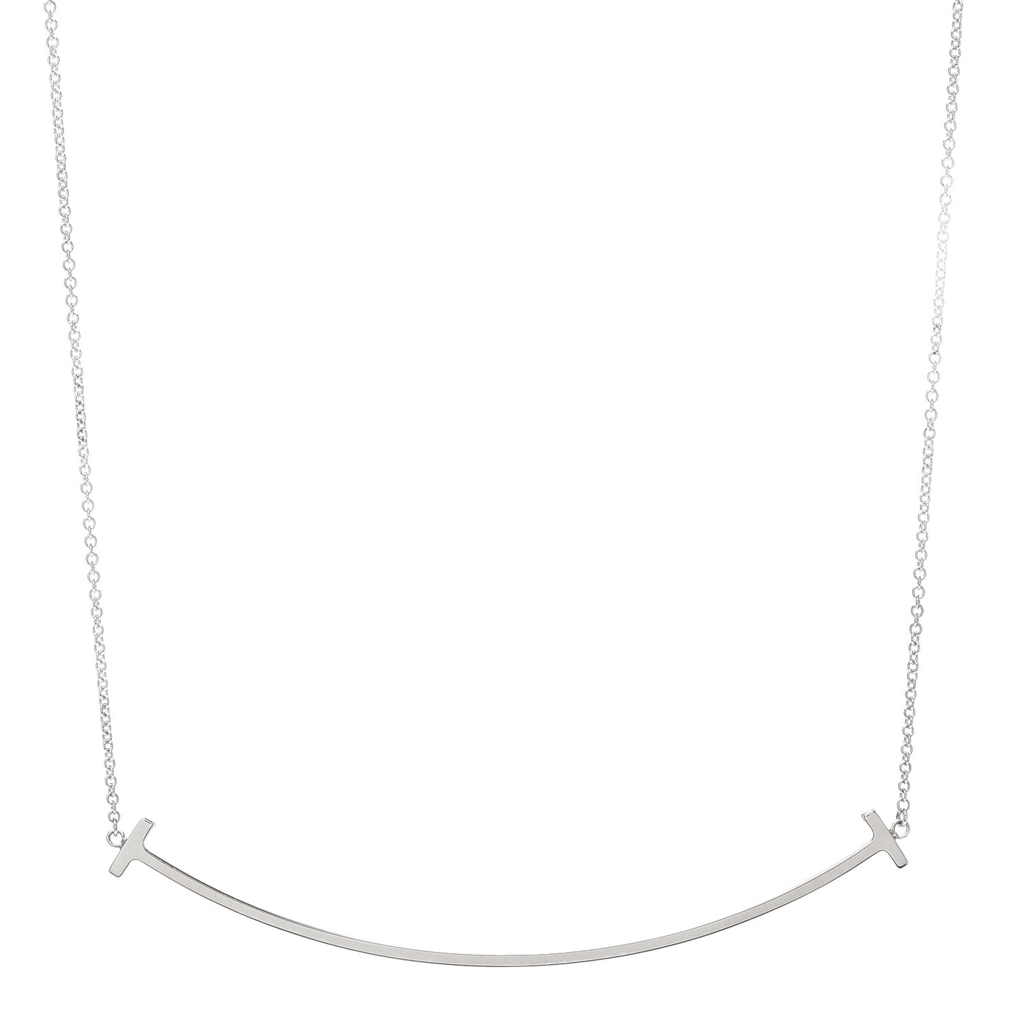 Sterling Silver Large T Smile Pendant Necklace