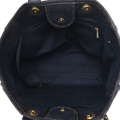 Chanel Lurex Canvas Medium Deauville Tote Navy Blue Gold 5 of 14