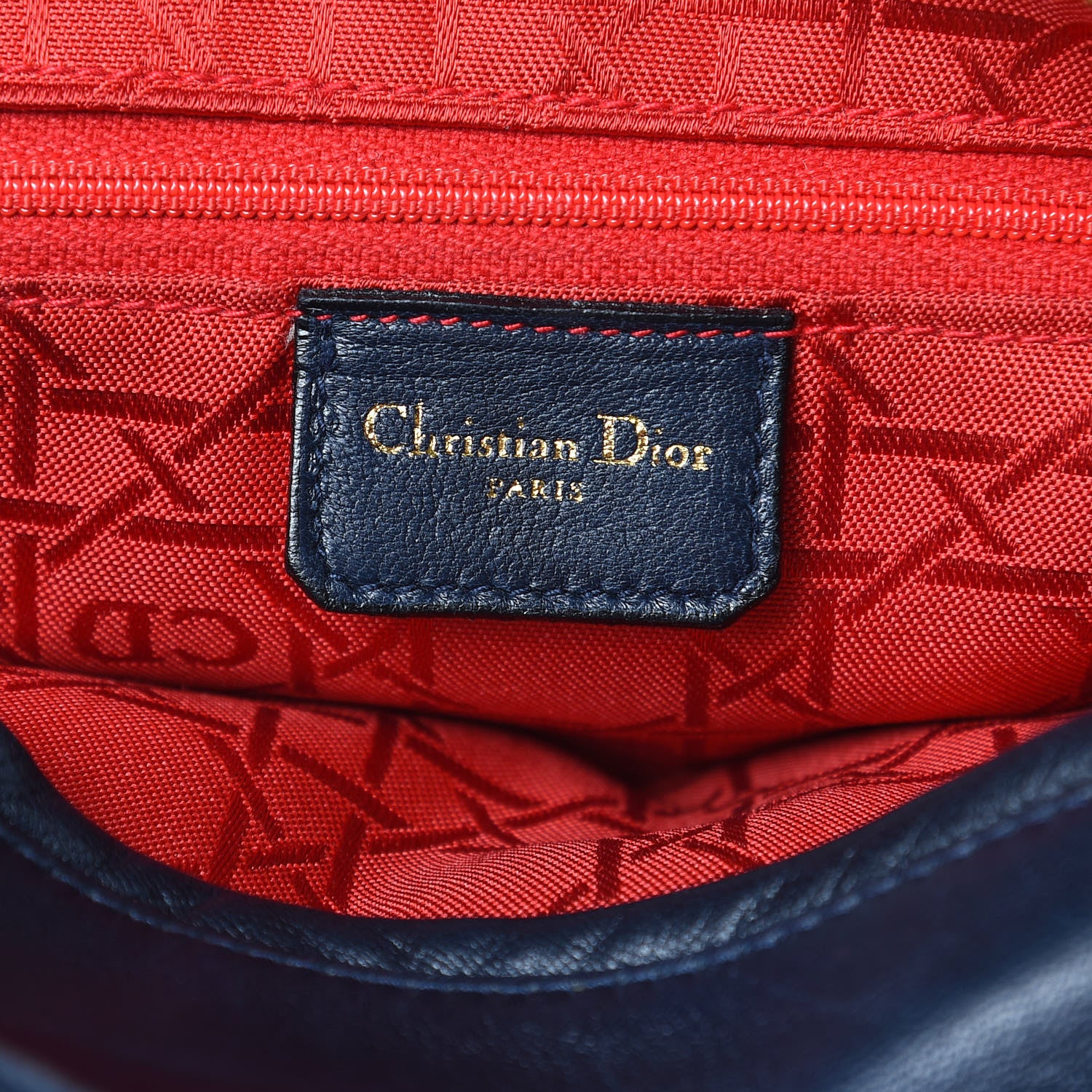 Christian Dior Lambskin Cannage Medium Lady Dior Navy Blue 6 of 17