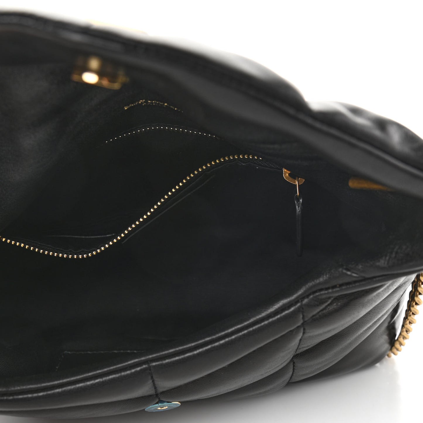Lambskin Quilted Toy Loulou Puffer Monogram Chain Satchel Black