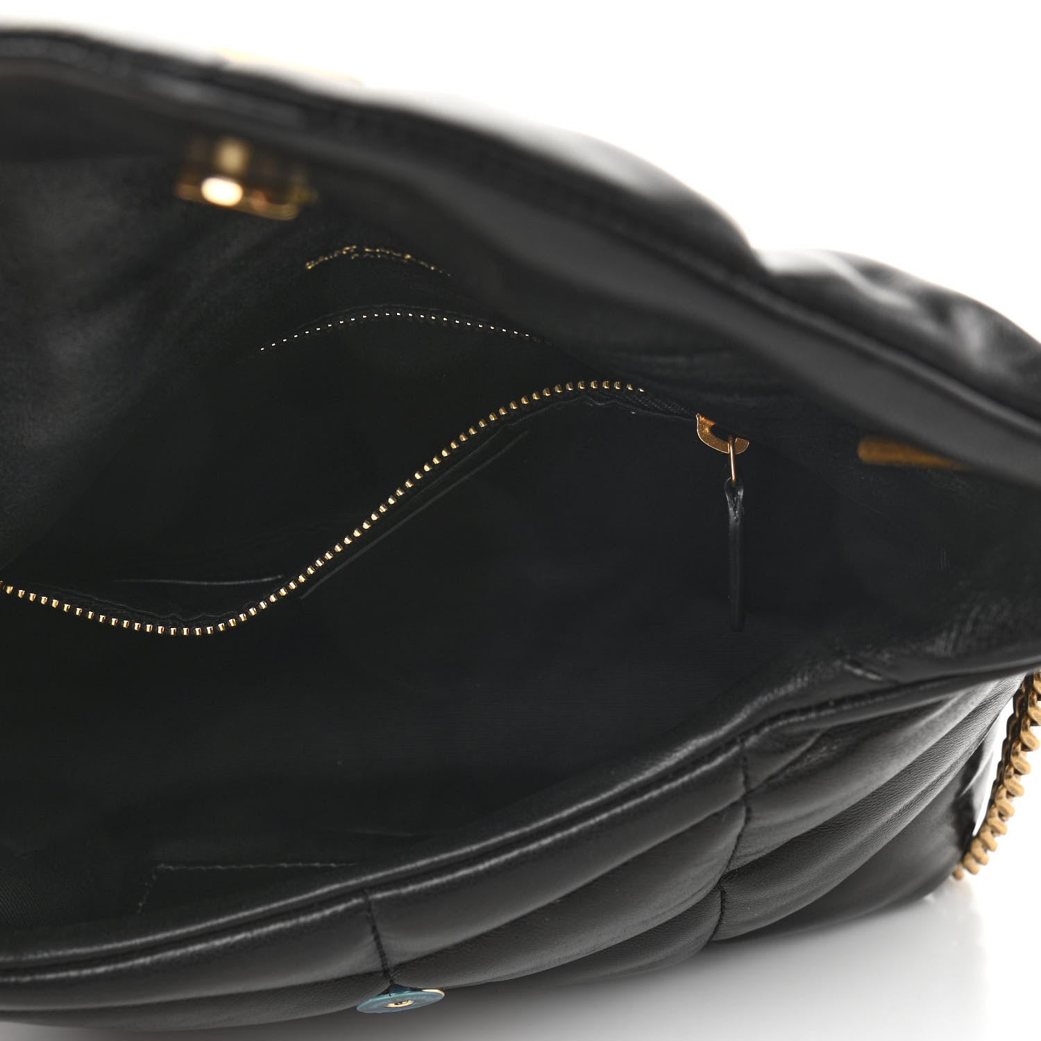 Saint Laurent Lambskin Quilted Toy Loulou Puffer Monogram Chain Satchel Black 4 of 8