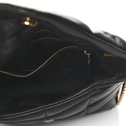 Saint Laurent Lambskin Quilted Toy Loulou Puffer Monogram Chain Satchel Black 4 of 8