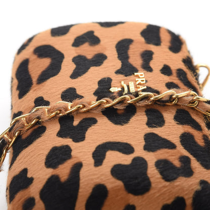 Prada Calf Hair Leopard Print Chain Clutch Miele 12 of 13