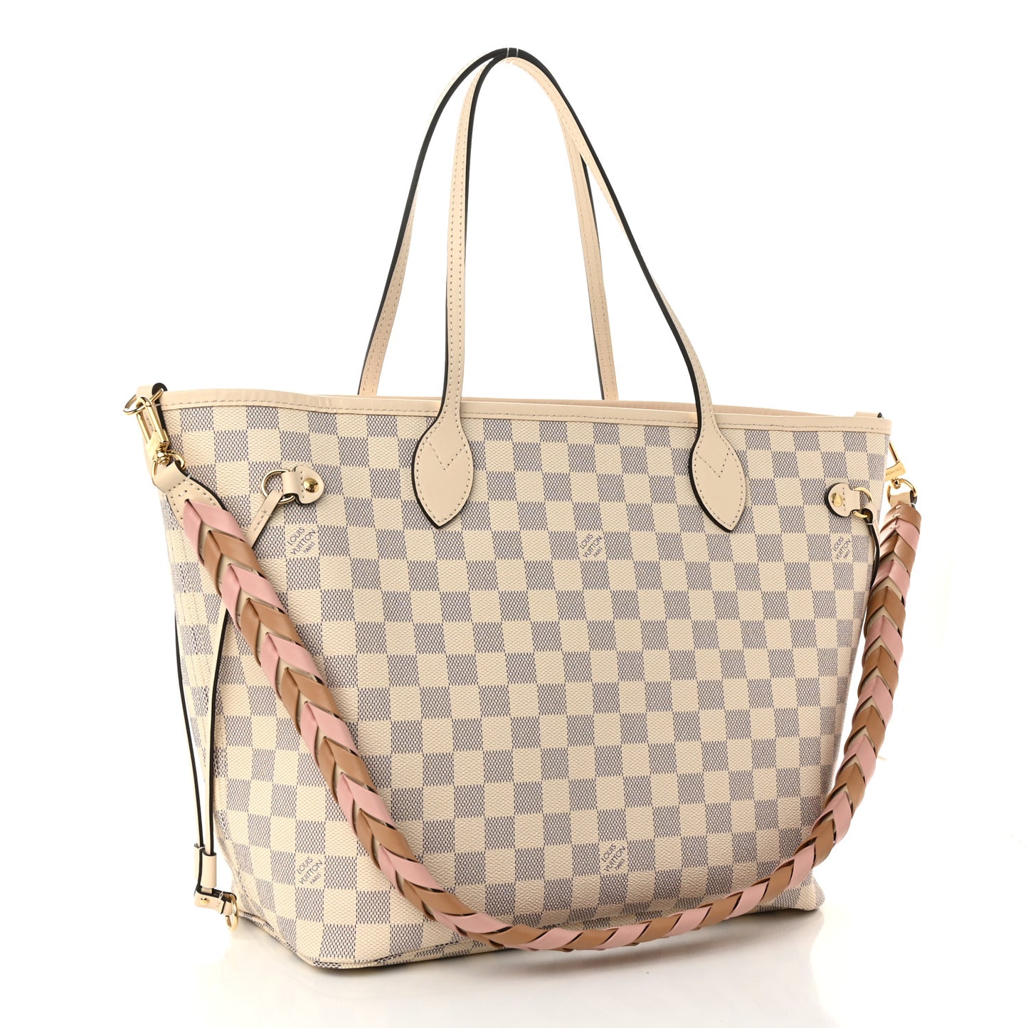 Damier Azur Braided Neverfull MM Pink