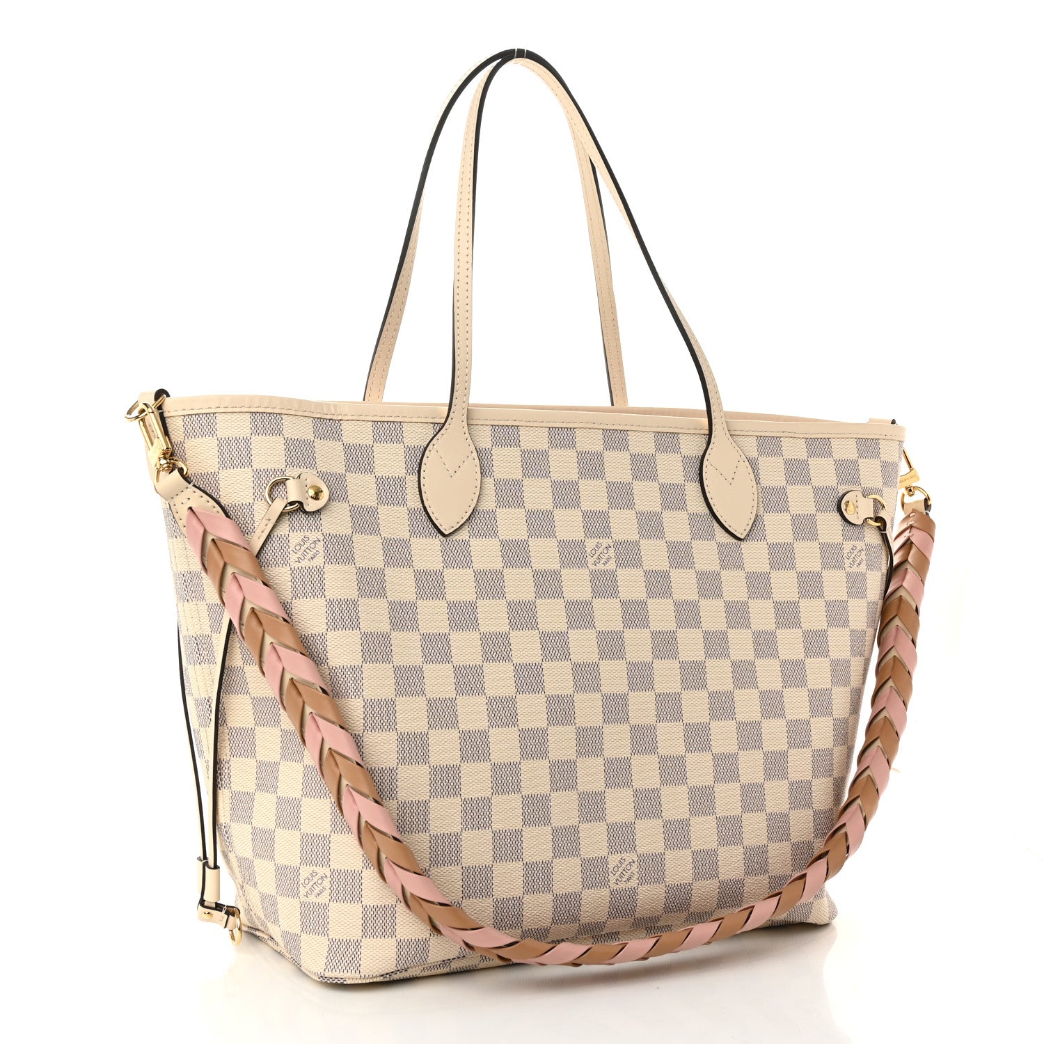Louis Vuitton Damier Azur Braided Neverfull MM Pink 3 of 9