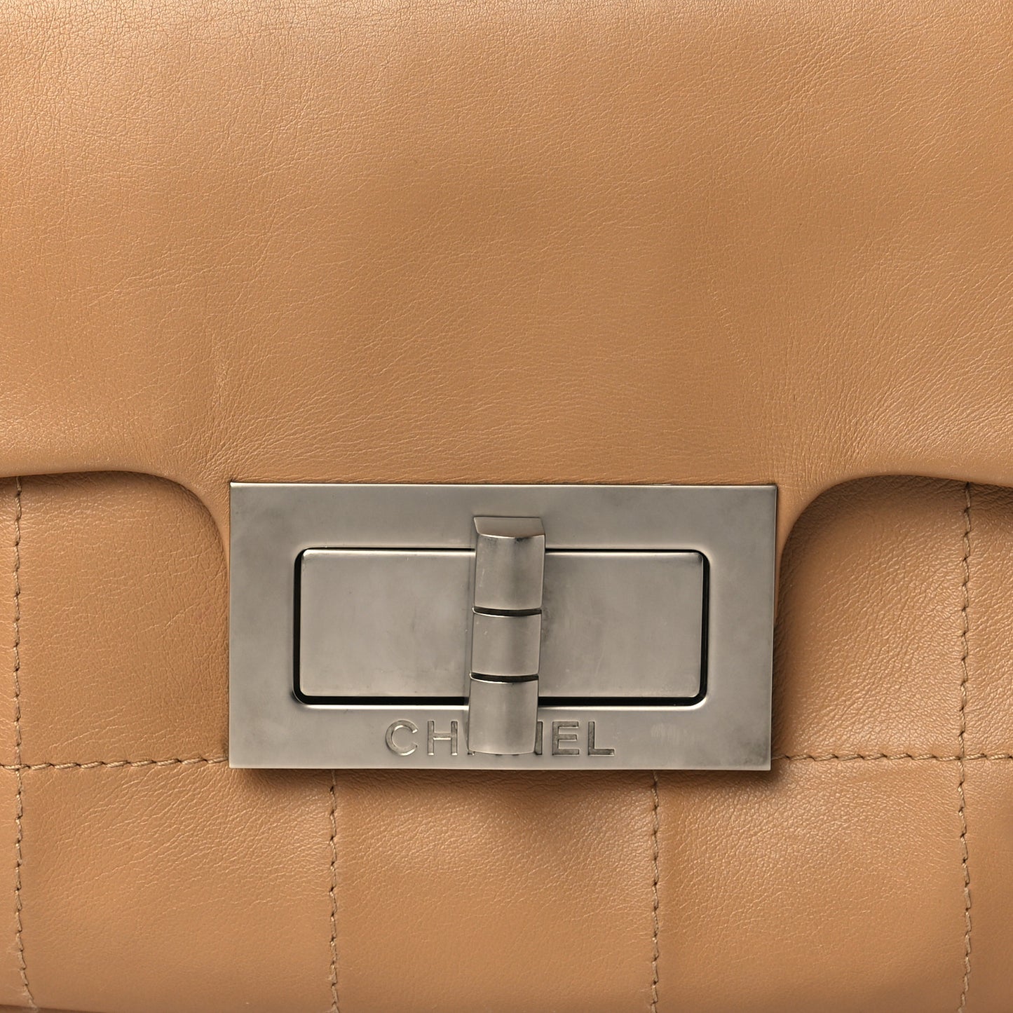 Lambskin Mademoiselle Chocolate Bar Shoulder Bag Beige