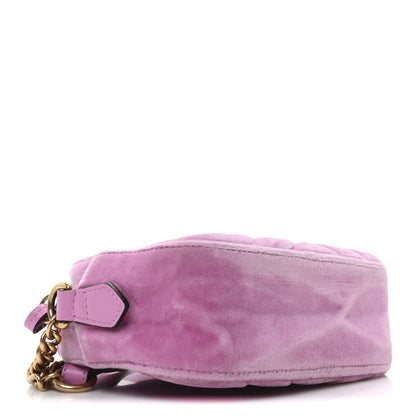Gucci Velvet Matelasse Marquise Crystals Mini GG Marmont Chain Shoulder Bag Malva 4 of 10