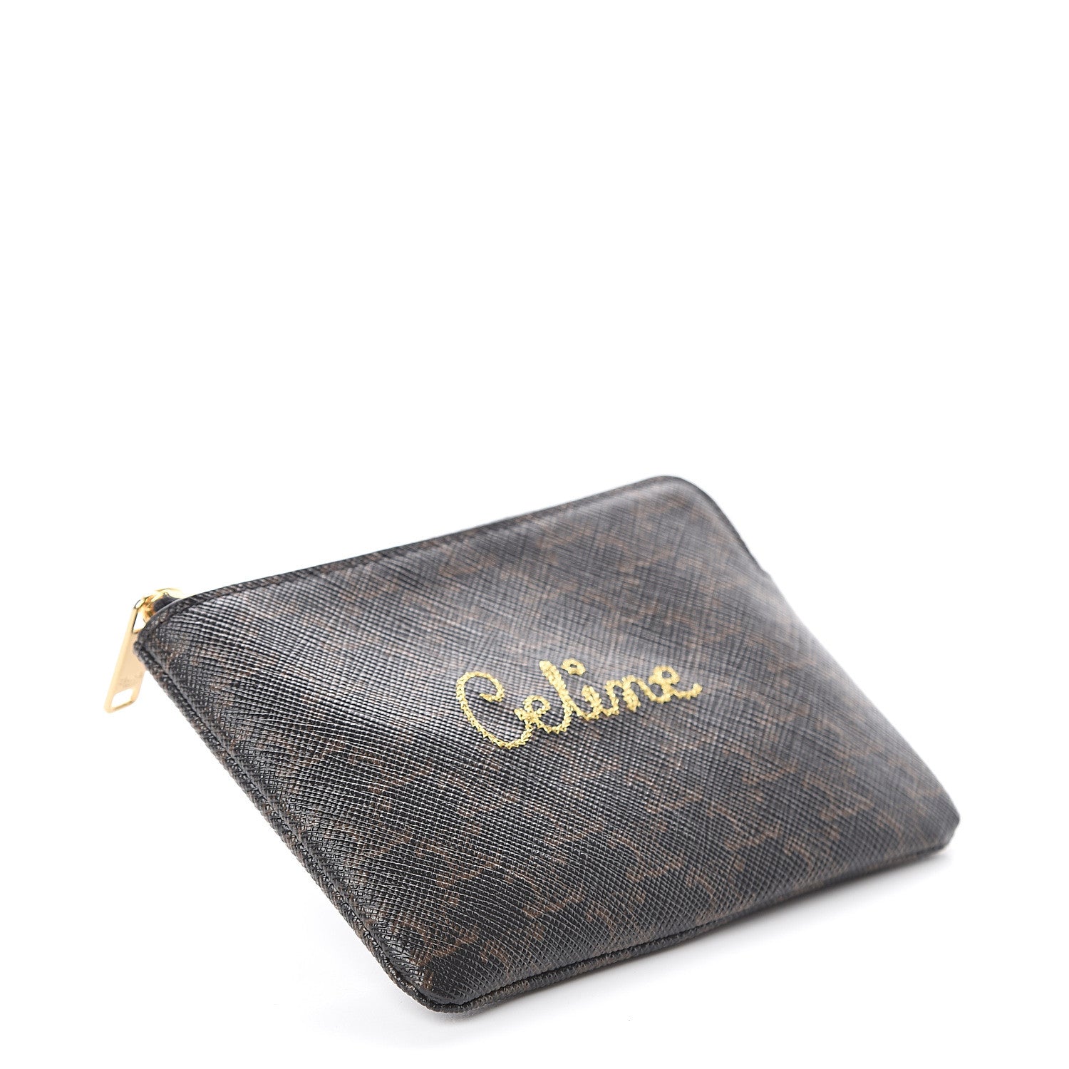 Celine Triomphe Canvas Embroidered Logo Coin and Card Pouch With Hook Black 3 of 6