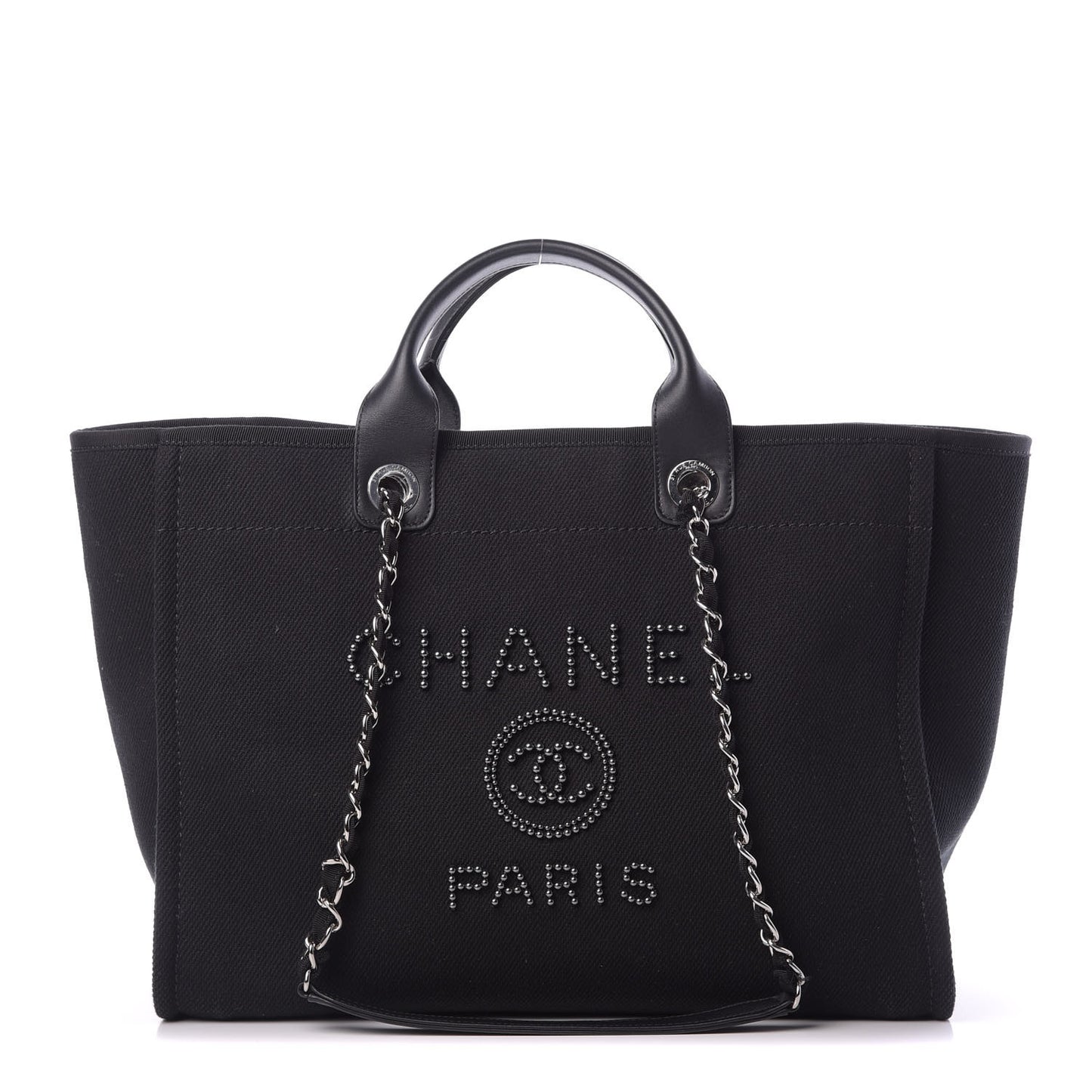 Canvas Pearl Medium Deauville Tote Black