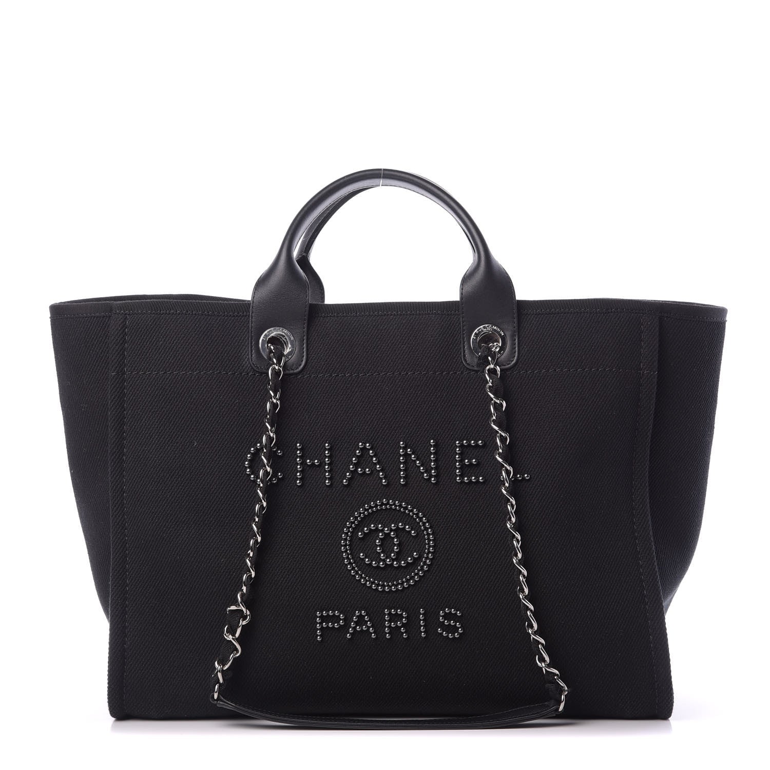 Chanel Canvas Pearl Medium Deauville Tote Black 1 of 16