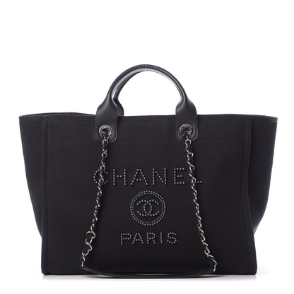 Chanel Canvas Pearl Medium Deauville Tote Black 1 of 16