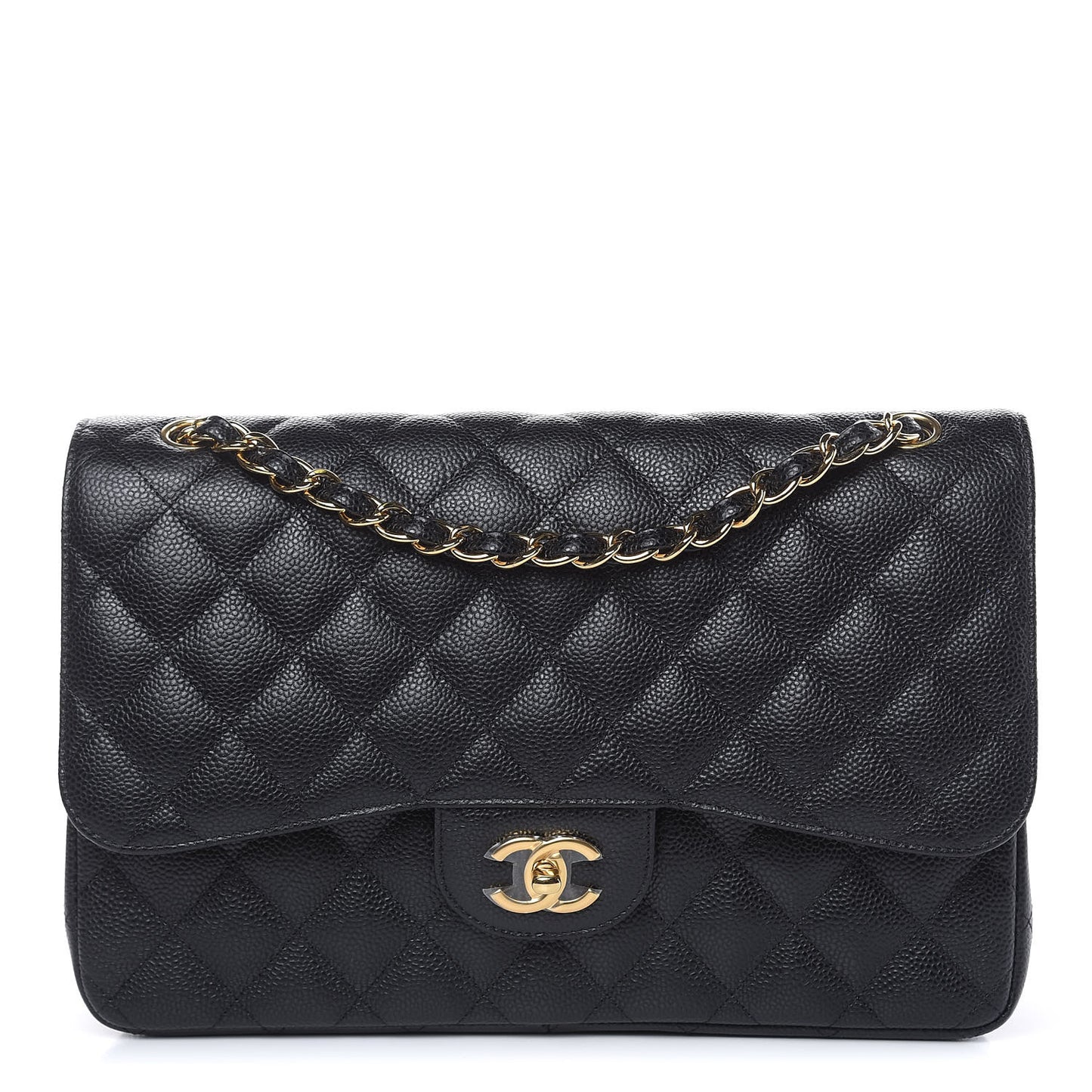 Caviar Quilted Jumbo Double Flap Black