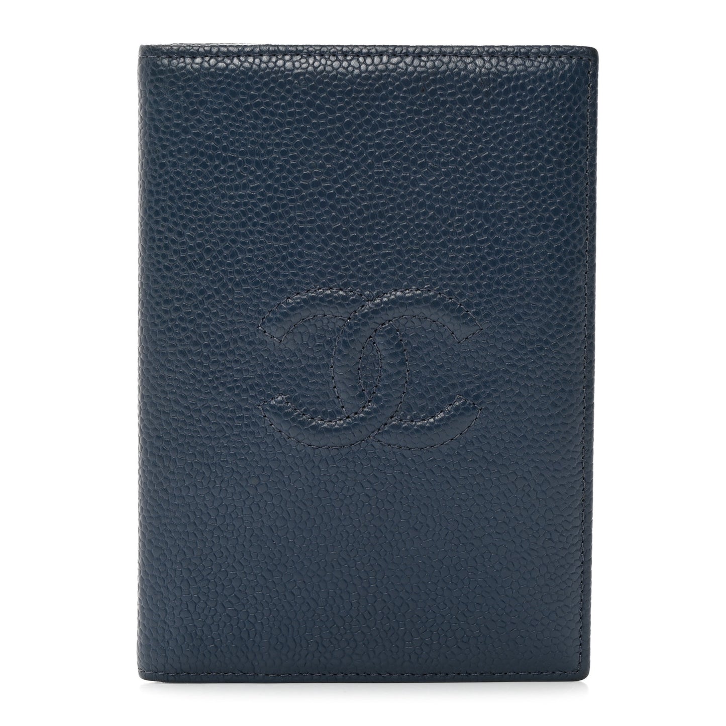 Caviar Timeless Passport Holder Navy Blue