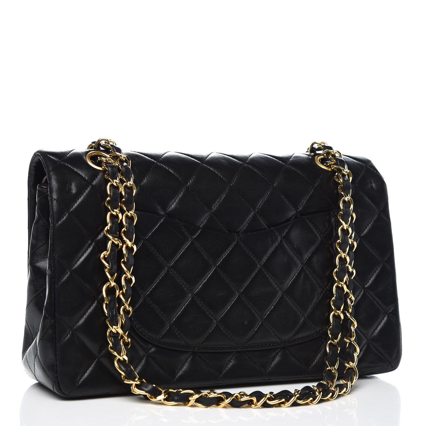 Lambskin Quilted Medium Double Flap Black
