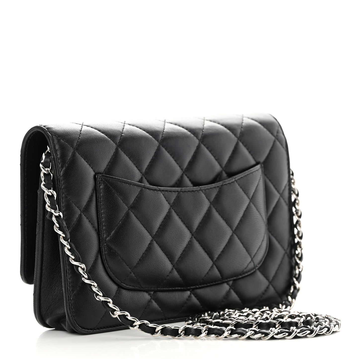 Lambskin Quilted Wallet On Chain WOC Black