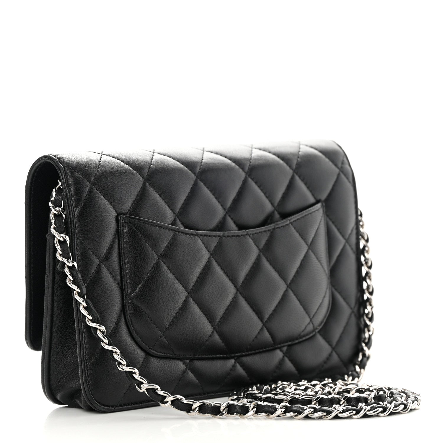 Chanel Lambskin Quilted Wallet On Chain WOC Black 3 of 17