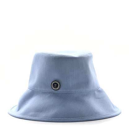 Hermes Toile De Chanvre Cotton Stretch Gaelle Hat 58 Bleu Chemise 1 of 9
