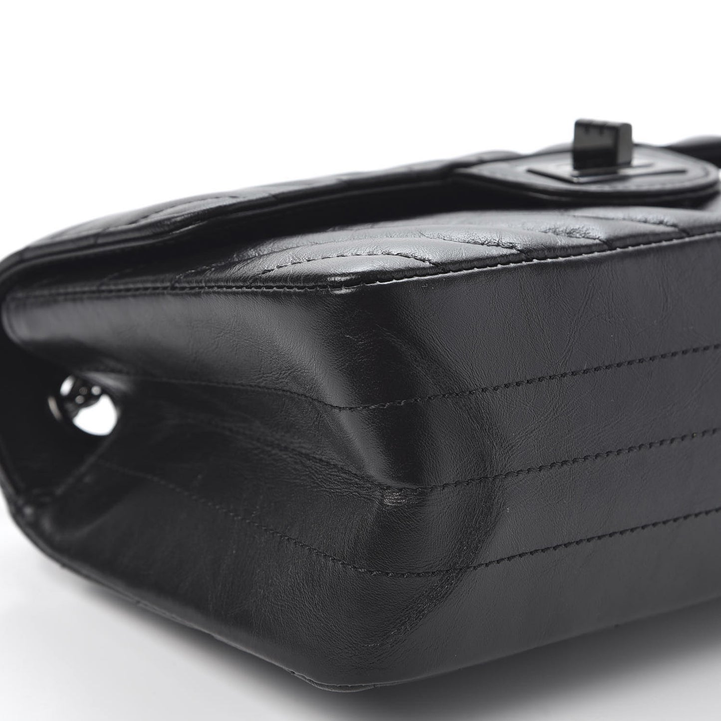 Aged Calfskin Chevron Quilted 2.55 Reissue Mini Flap So Black