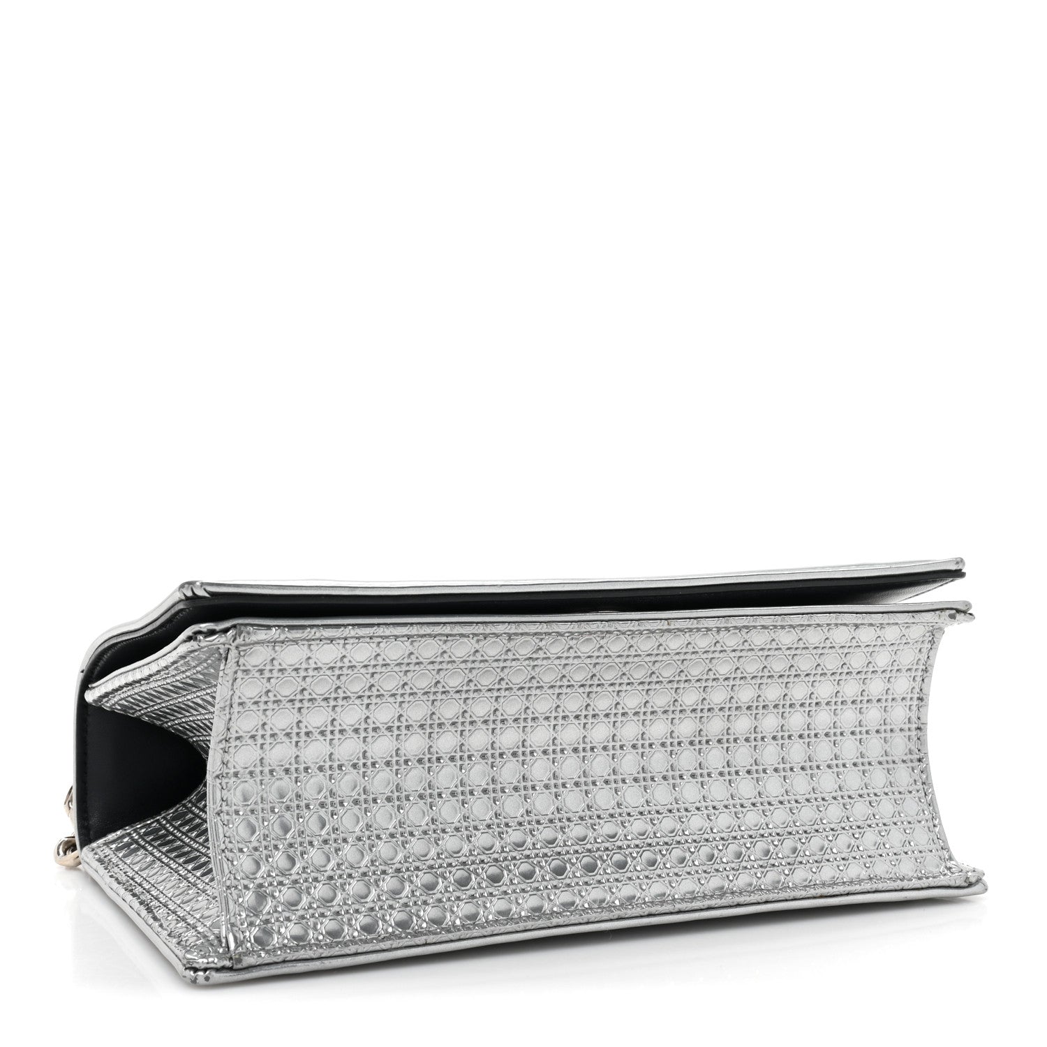 Christian Dior Metallic Patent Micro-Cannage Medium Diorama Flap Bag Silver 4 of 17