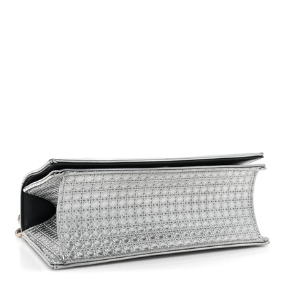 Christian Dior Metallic Patent Micro-Cannage Medium Diorama Flap Bag Silver 4 of 17