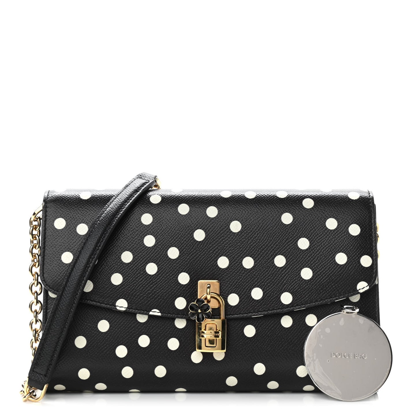 Dauphine Polka Dot Print Shoulder Bag Black
