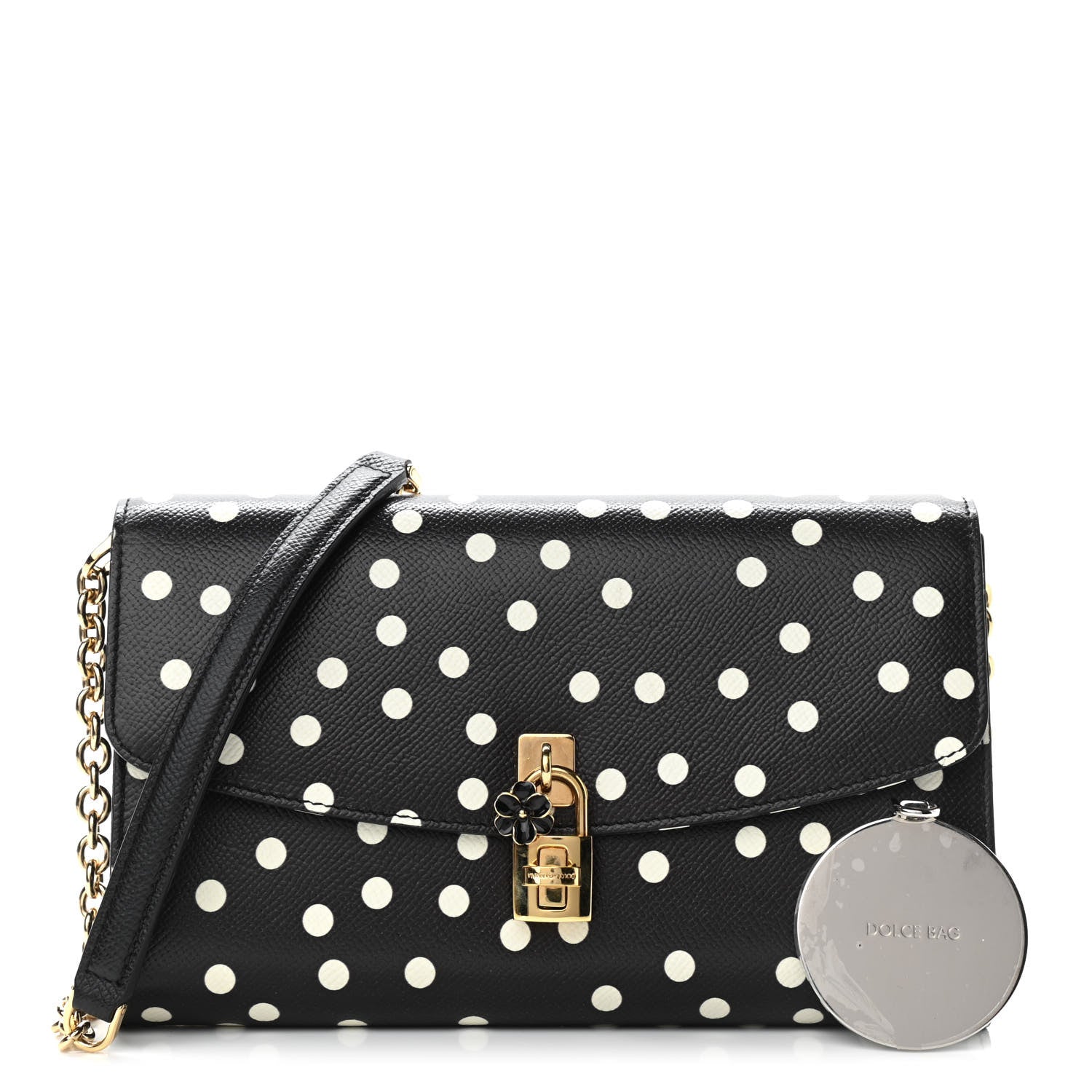 Dolce & Gabbana Dauphine Polka Dot Print Shoulder Bag Black 1 of 9