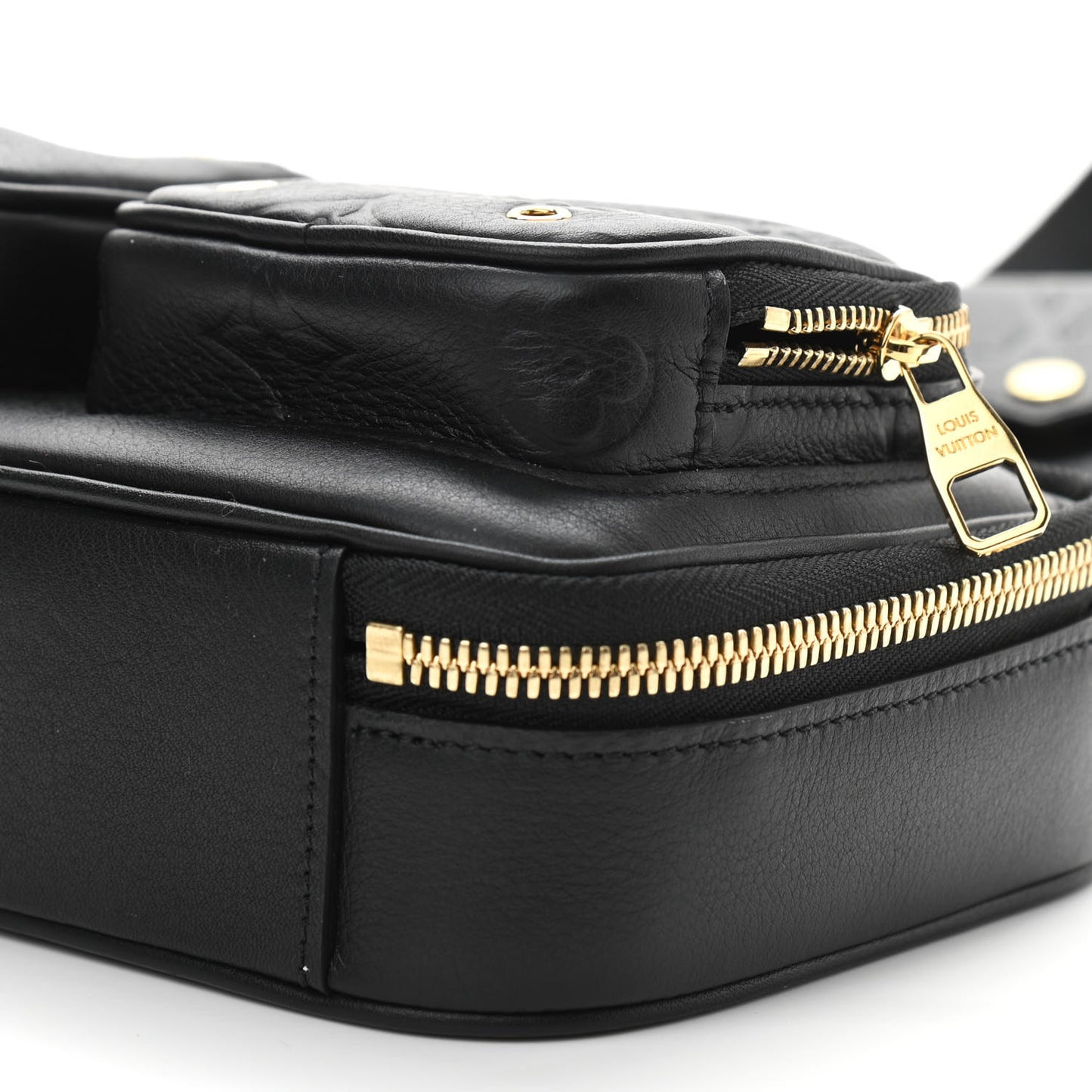 Calfskin Monogram Embossed Utility Crossbody Black