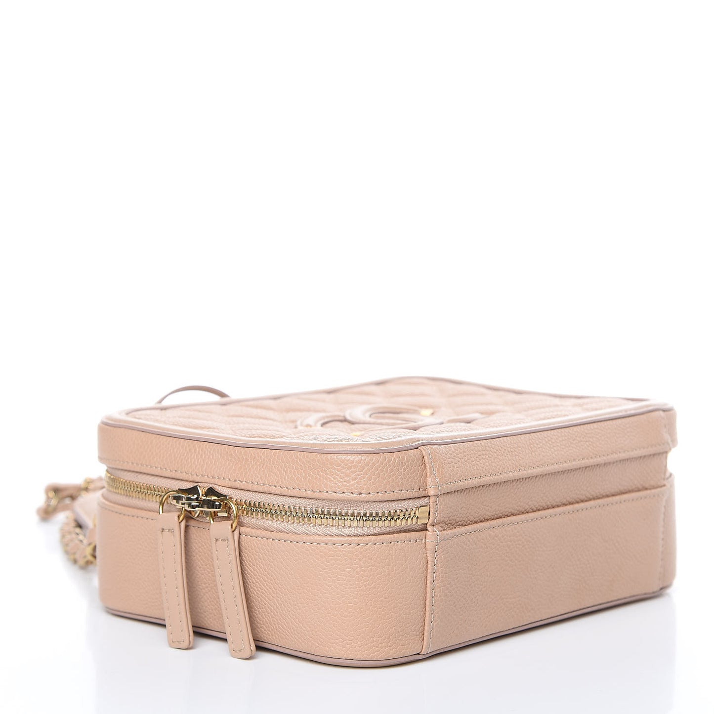 Caviar Quilted Medium CC Filigree Vanity Case Beige