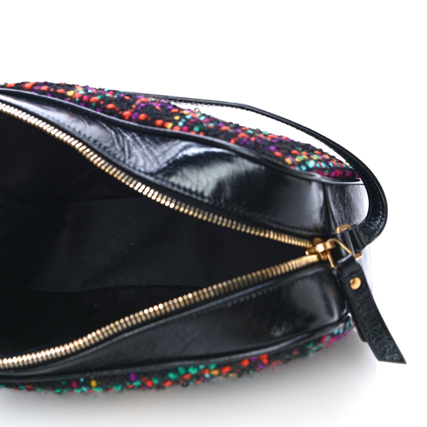 Tweed Calfskin Monogram Lou Camera Bag Black