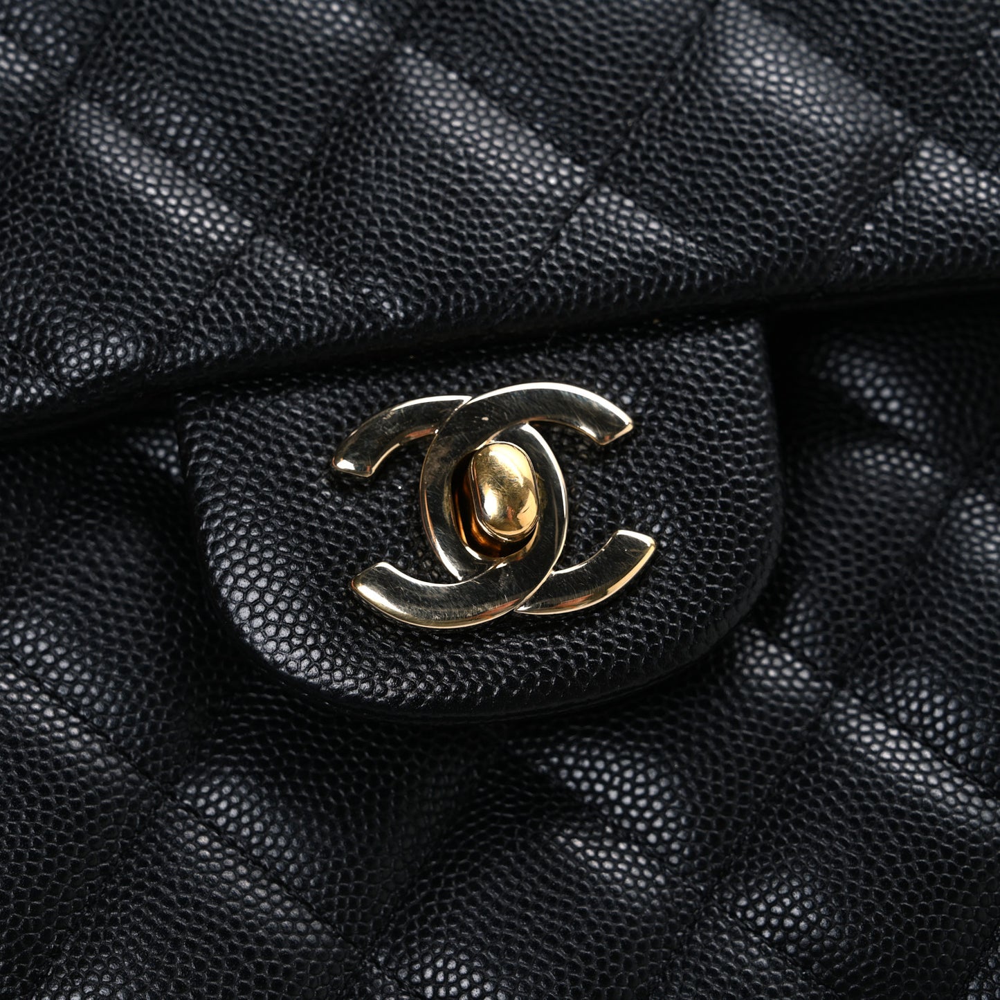 Caviar Quilted Flap Clutch Black