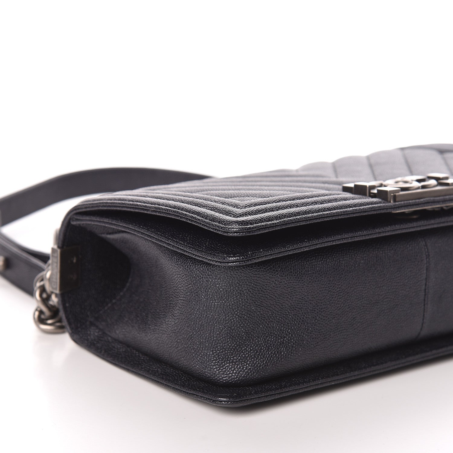 Chanel Caviar Chevron Quilted Medium Boy Flap Black 9 of 10