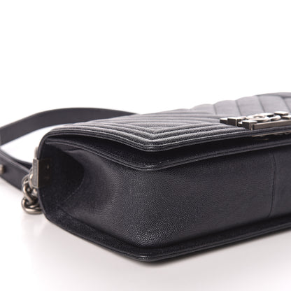 Chanel Caviar Chevron Quilted Medium Boy Flap Black 9 of 10