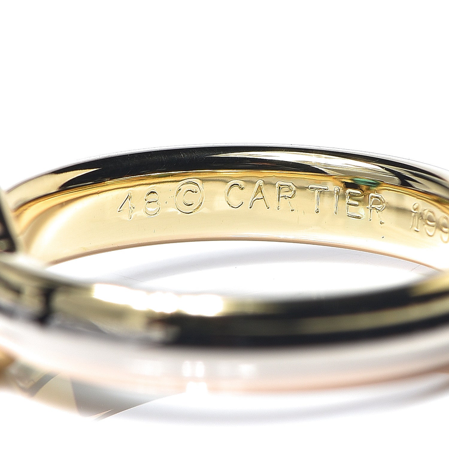 Cartier 18K Pink Yellow White Gold Emerald Ring 48 4.5 5 of 9