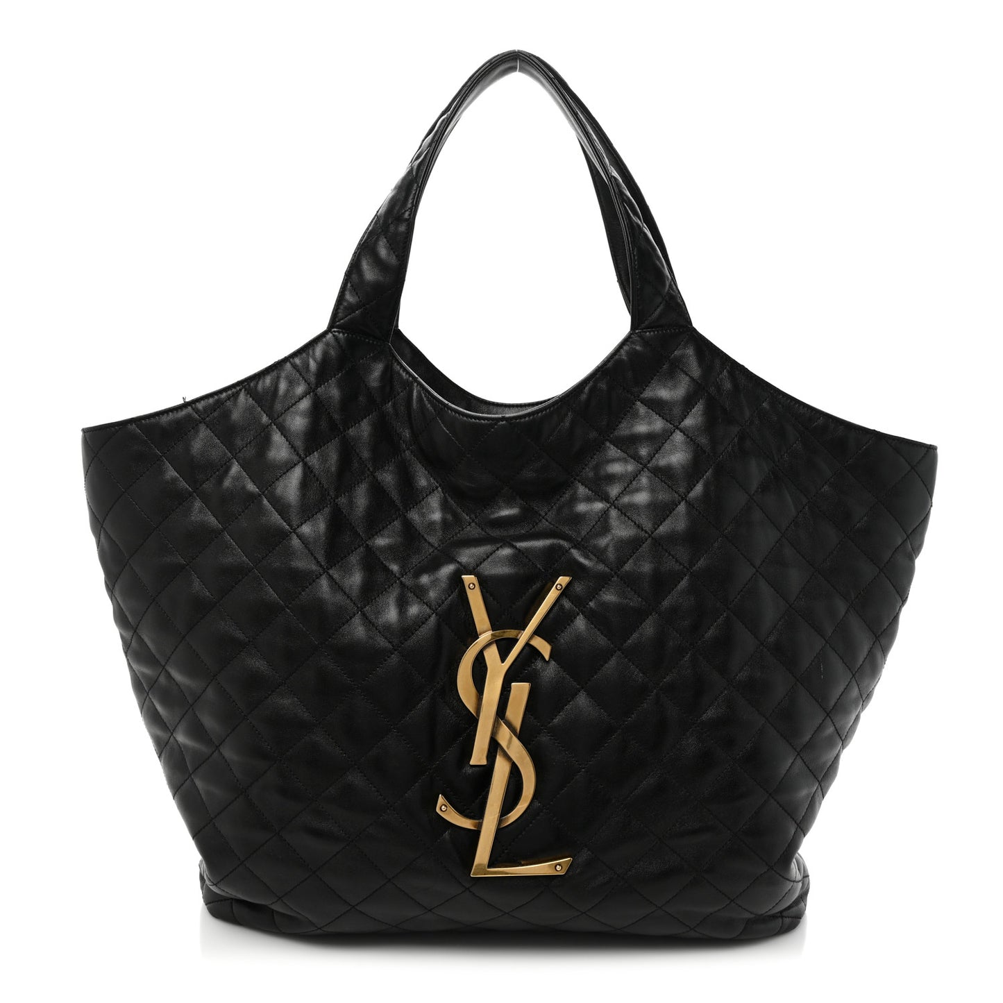 Lambskin Quilted Maxi Icare Shopping Tote Black