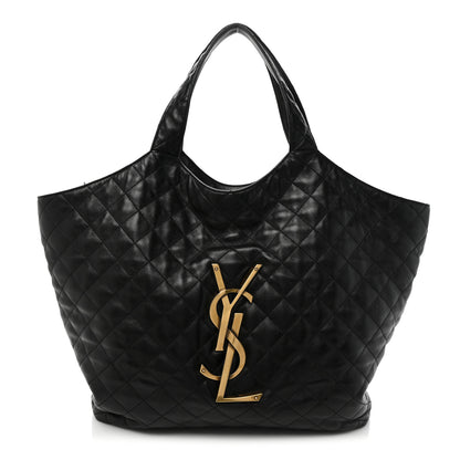 Saint Laurent Lambskin Quilted Maxi Icare Shopping Tote Black 3 of 22