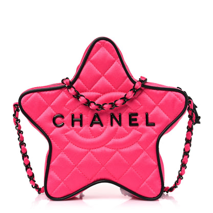 Chanel Satin Quilted Walk Of Fame Star Bag Fuchsia Black 1 of 9