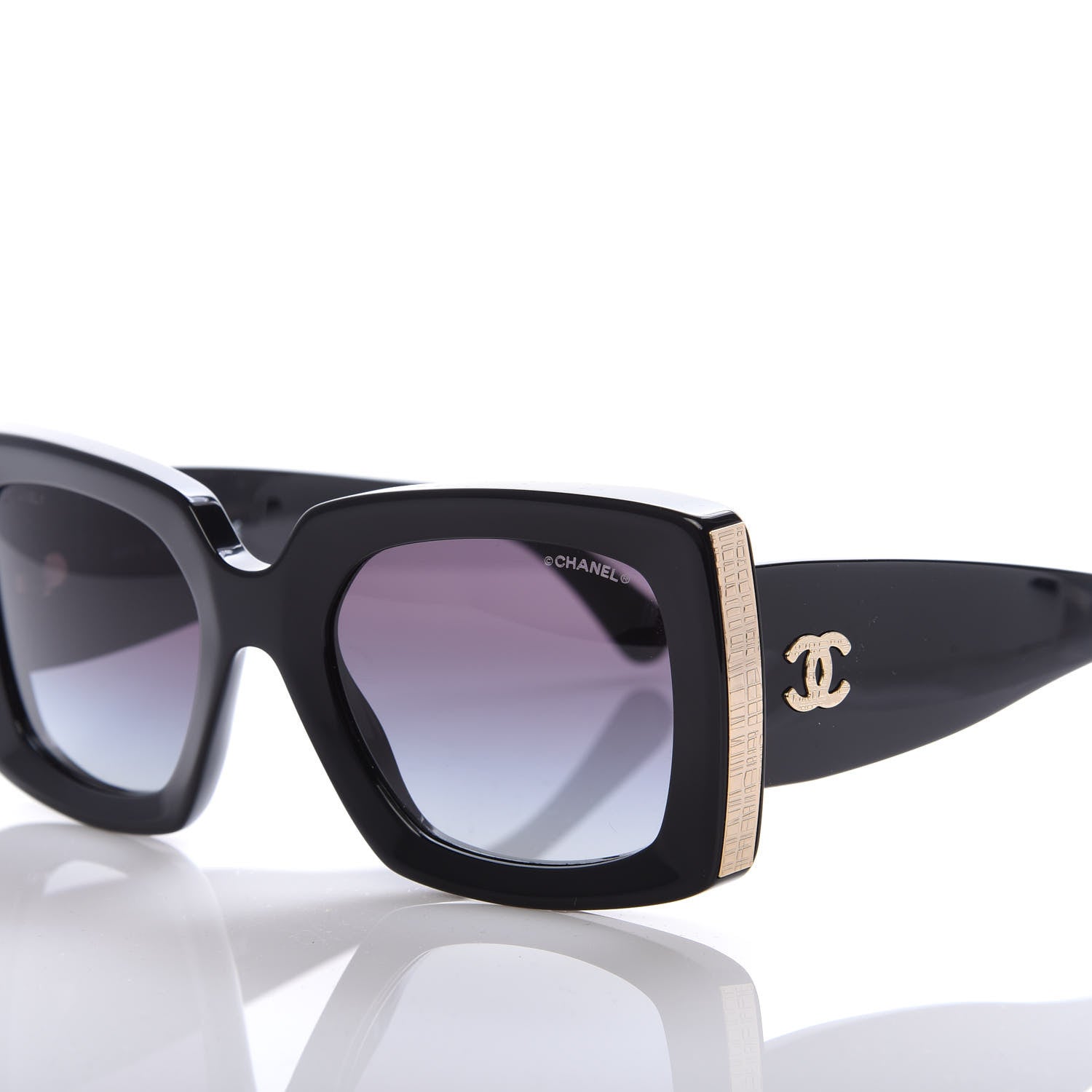 Chanel Acetate Rectangle Sunglasses 5435 Black 7 of 8