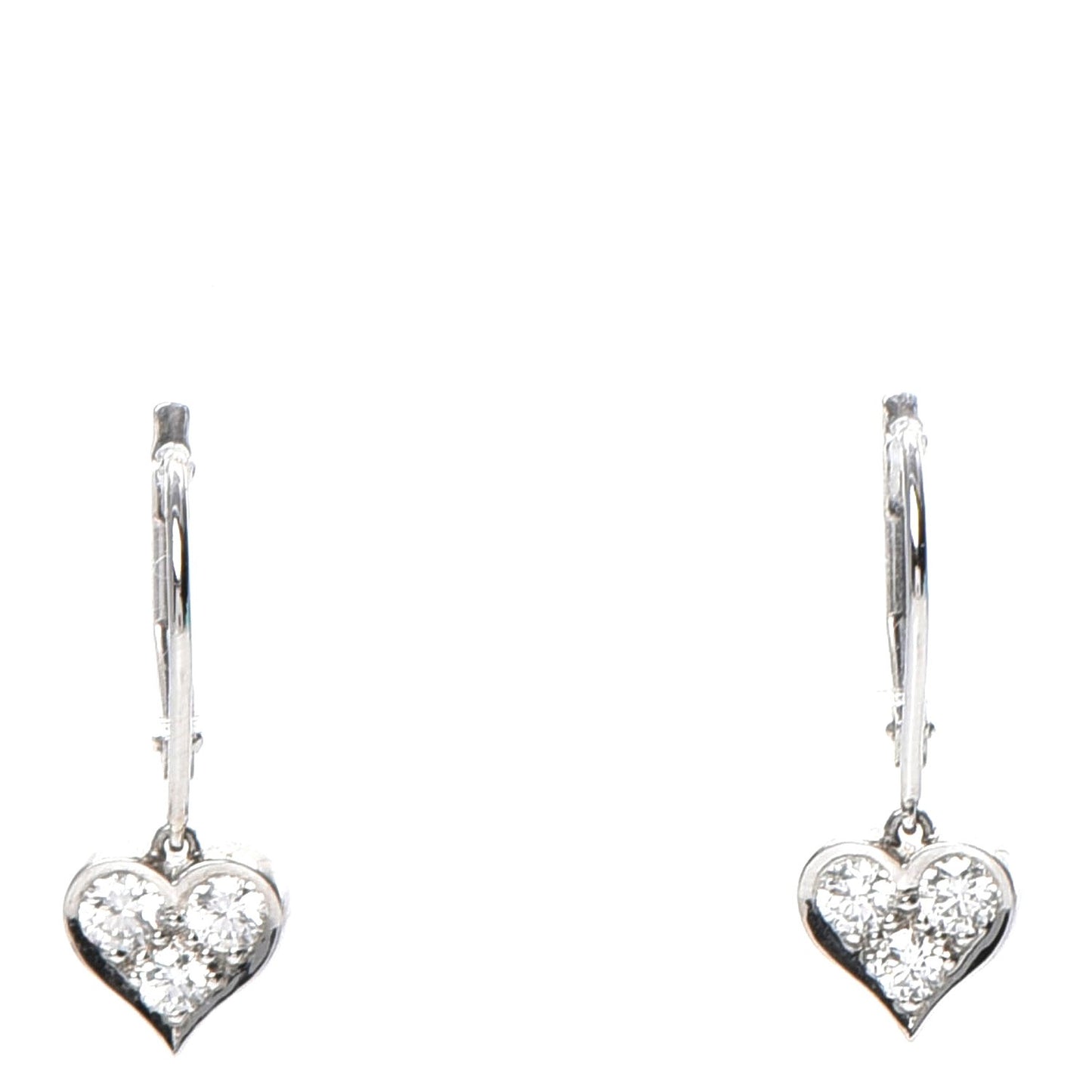 Platinum Diamond Heart Drop Earrings