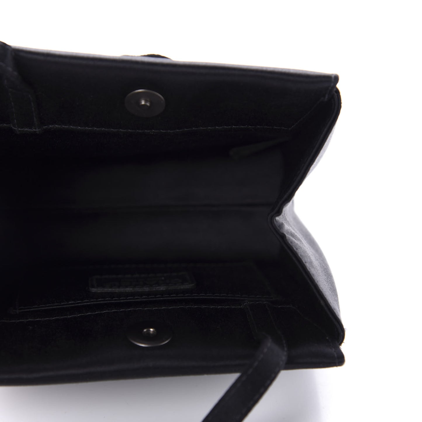 Satin Crystal Small Camellia Evening Bag Black