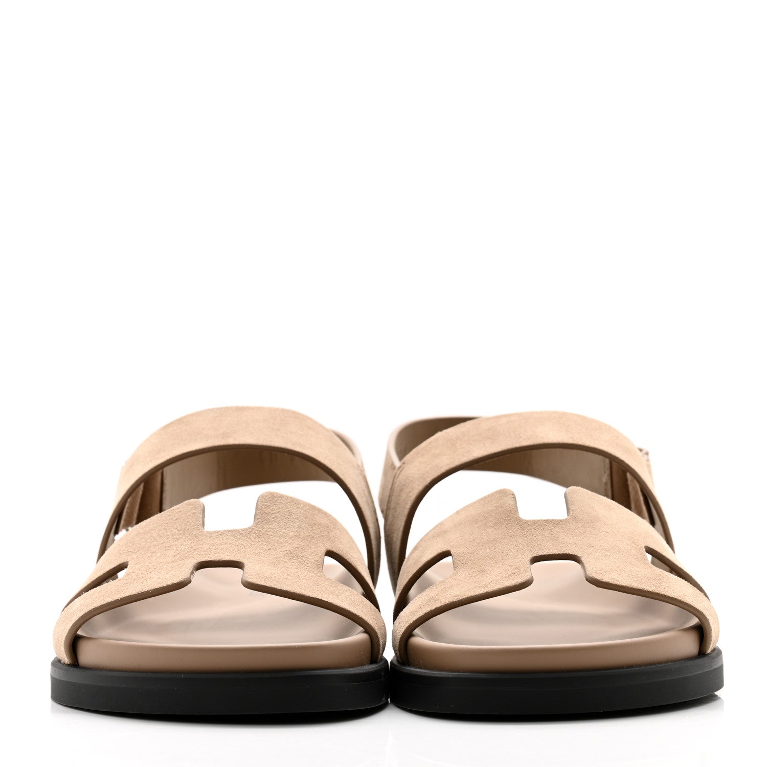 Hermes Suede Goatskin Womens Genius Sandals 36 Beige Sable 1526349