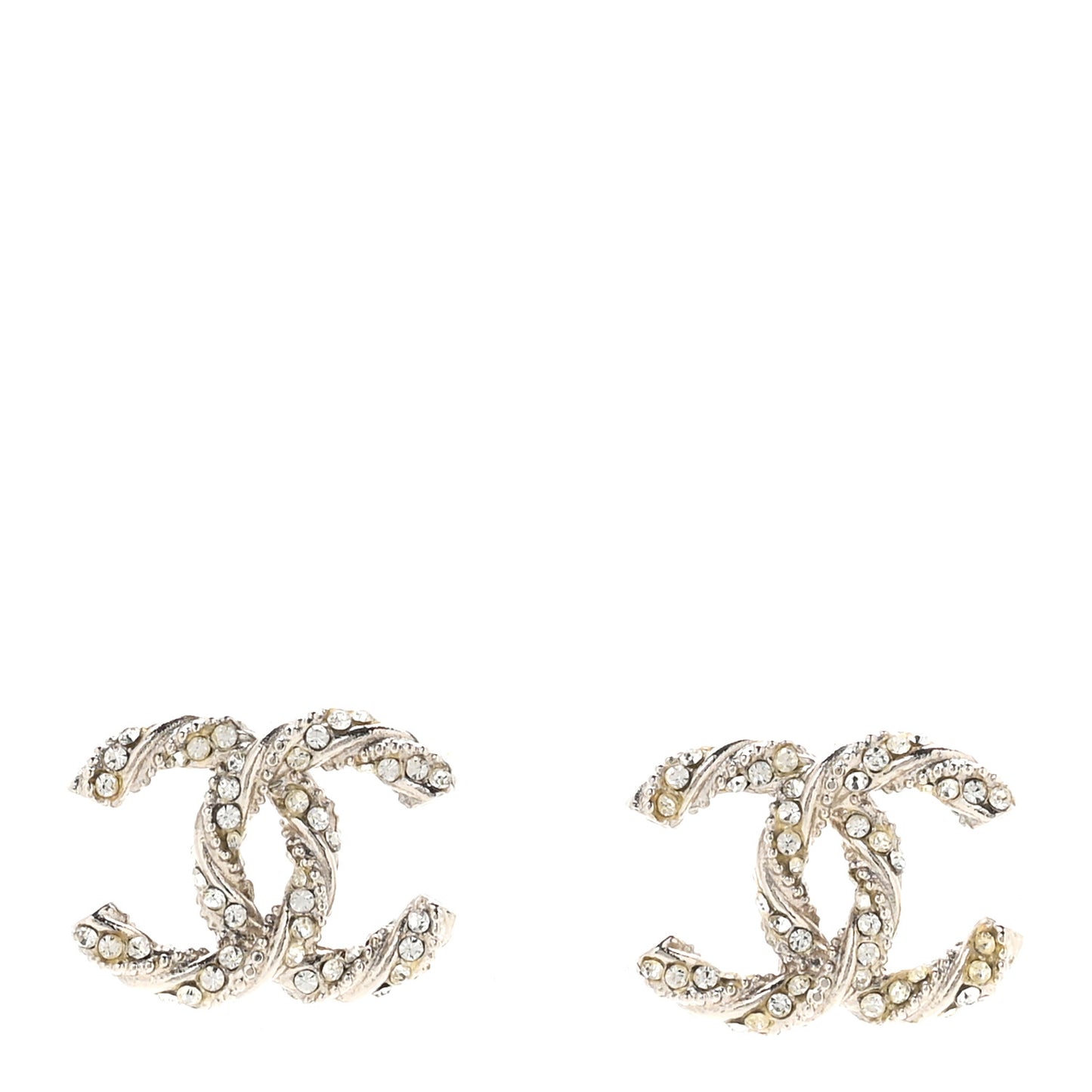Crystal Twisted CC Earrings Silver