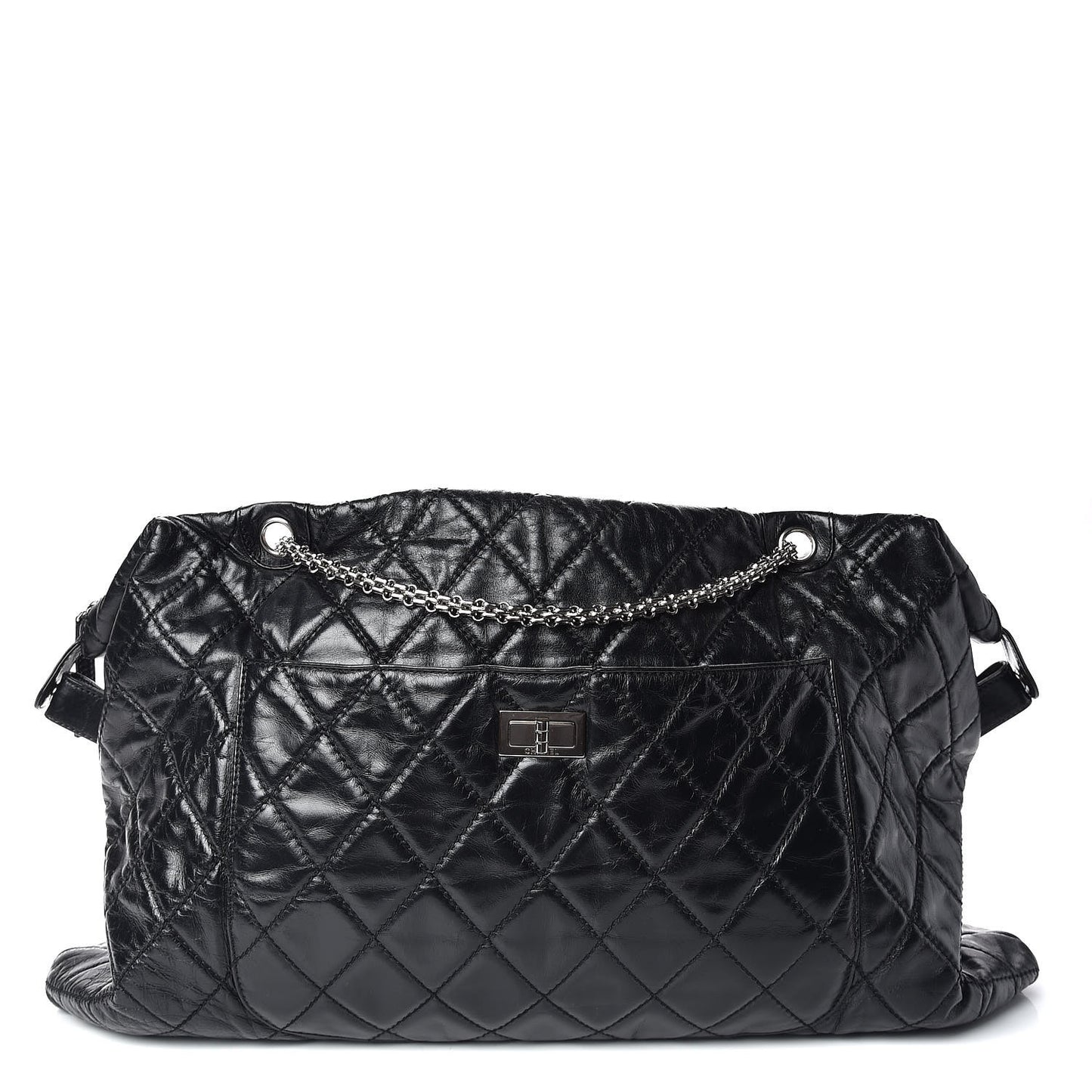 Aged Calfskin Oversized Reissue Overnight Tote Black