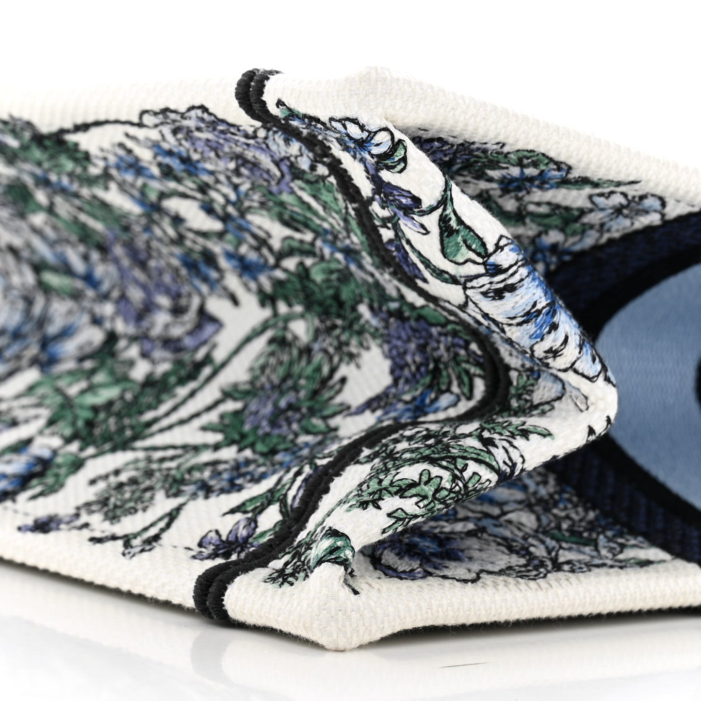 Canvas Embroidered Small Flowers Book Tote Blue