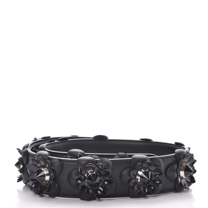 Fendi Vitello Dolce Nappa Patent Flowerland Studded Strap You Black 2 of 5