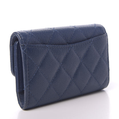 Chanel Caviar Quilted Classic 4 Key Holder Wallet Blue 3 of 9