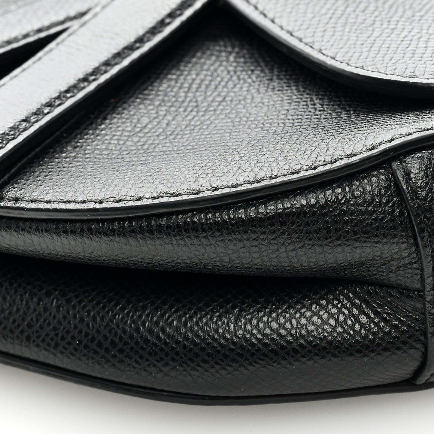 Grained Calfskin Mini Saddle Bag Black